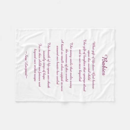 Babygedicht Fleece Deken (Voorkant (Horizontaal))