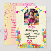 babygirl verjaardagskaart kaart (Voorkant / Achterkant)