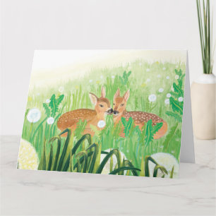 Babyhert - Jong herten in hoog gras Illustratie Kaart