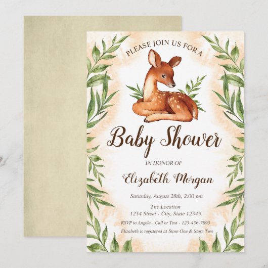 Babyhert verlaat babyshower kaart (Voorkant / Achterkant)