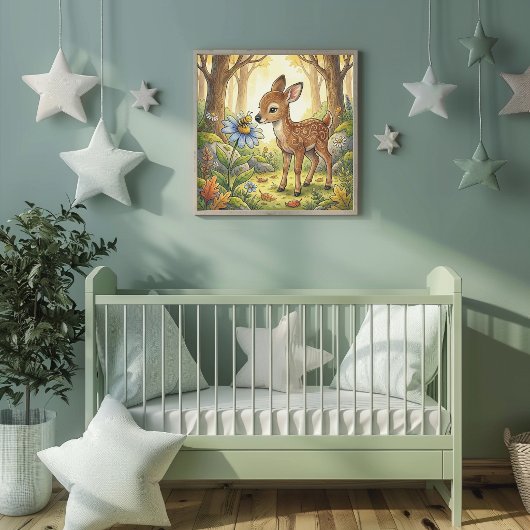 Babyherten Droomland Bosdieren Nursery Poster