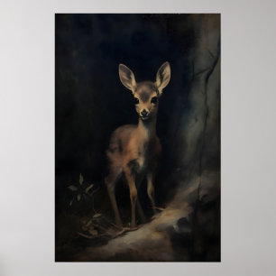 Babyhertjesherten Muur Kunst, Bosdieren, Donker Poster