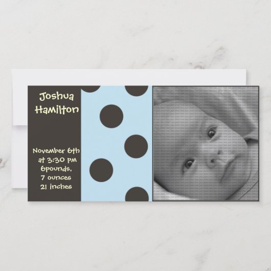 babyjongen aankondiging fotokaart (Voorkant)