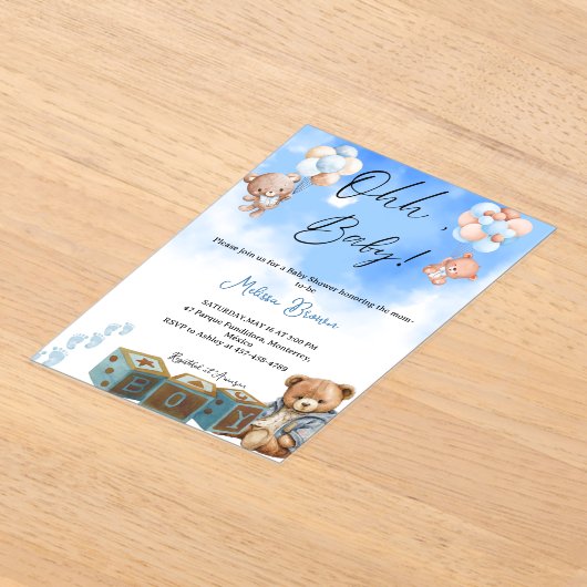 babyjongen acryl uitnodigingen (Laagn)