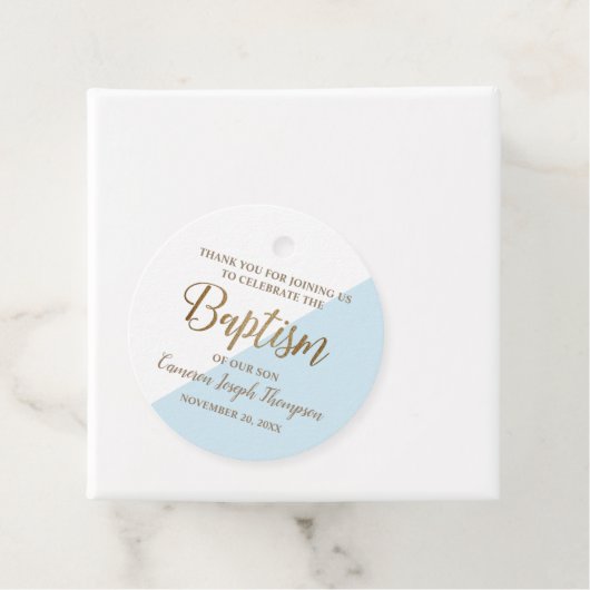 Babyjongen blauw modern baptisme bedankt bedankjes labels (In situ)