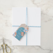 Babyjongen blauwe beige ballonnen baby shower beda cadeaulabel (Met Touw)