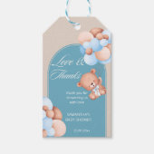 Babyjongen blauwe beige ballonnen baby shower beda cadeaulabel (Voorkant)