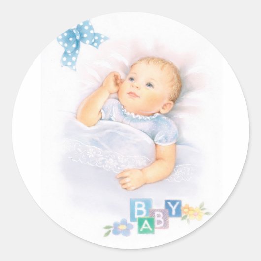 Babyjongen doop, doop ronde sticker (Voorkant)