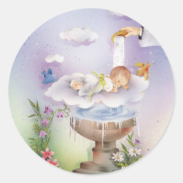 Babyjongen doop ronde sticker