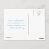 Babyjongen Foto Cadeau van God Blauwe strik Bijbel Briefkaart (Achterkant)