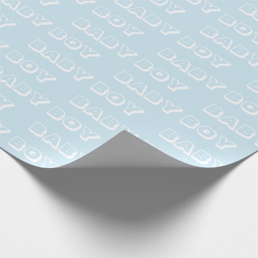 Babyjongen lichtblauwe witte aangepaste tekst cadeaupapier (Hoek)