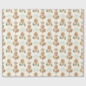 babyjongen schotelend kroongepersonaliseerd beige cadeaupapier (Vlak)