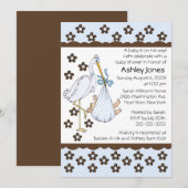 Babyjongen Stork Boy Baby Shower Invitations Kaart (Voorkant / Achterkant)