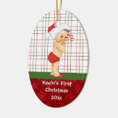  babyjongen's eerste kerstversiering keramisch ornament (Links)
