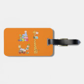 Babyjongens met Giraffe en wagen van de kleutertre Bagagelabel (Achterkant horizontaal)