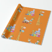 Babyjongens met Giraffe en wagen van de kleutertre Cadeaupapier (Uitgerold)