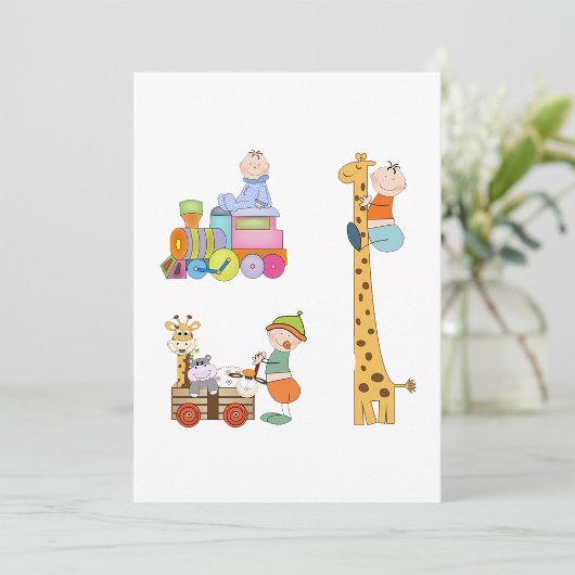 Babyjongens met Giraffe en wagen van de kleutertre Kaart