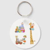 Babyjongens met Giraffe en wagen van de kleutertre Sleutelhanger (Voorkant)