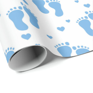 babyjongensblauw voetpapier cadeaupapier