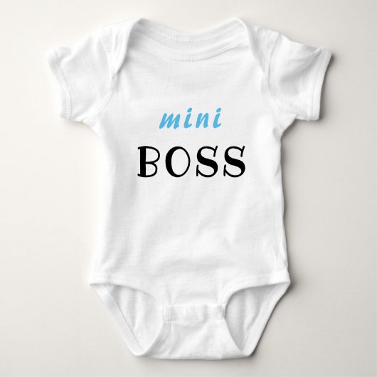 babyjongetje, mini baas, baby shower cadeau, romper (Voorkant)