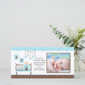 Babykamer Jongen FOTO Geboorteaankondiging Aankondiging (Staand voorkant)