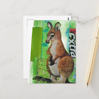Babykangoeroe in Junk Journal Mixed Media Collage Briefkaart