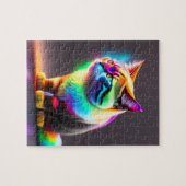 Babykat met neonlichten, kat legpuzzel (Horizontaal)
