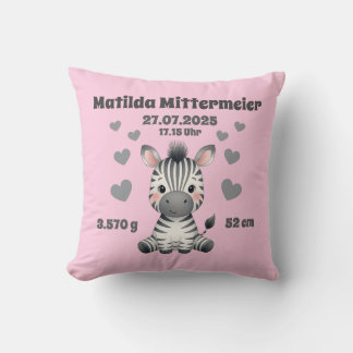 Babykissen zur Geburt - Zebra - personalisierbar - Kussen