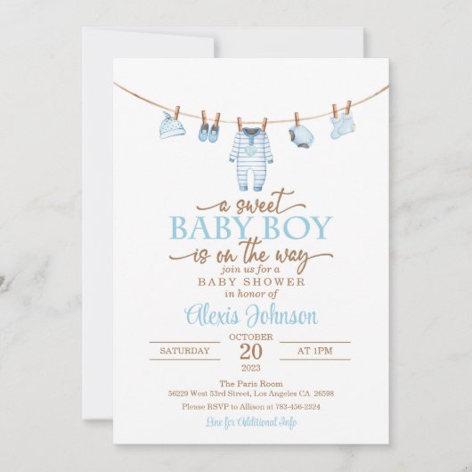 Babykleding Baby shower Invitation - Blauw Kaart (Voorkant)