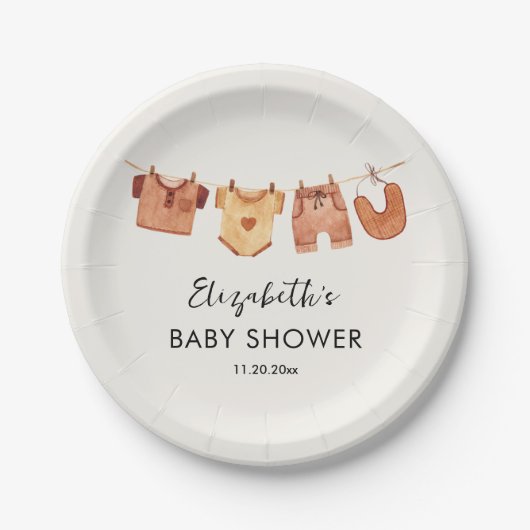 Babykleding Baby shower Papieren Bordje (Voorkant)