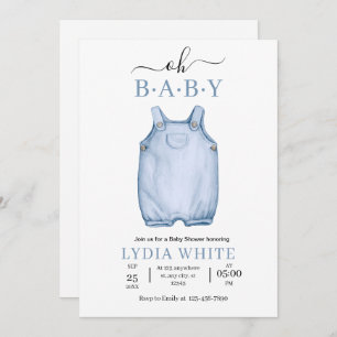 Babykleding Baby shower Uitnodigen, Jongen baby sh Kaart