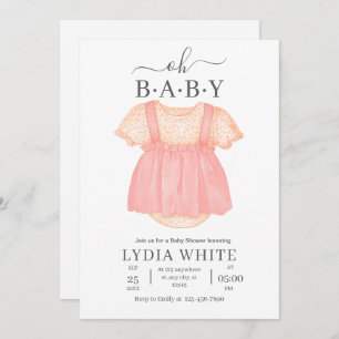 Babykleding Baby shower Uitnodigen, Meisje baby sh Kaart