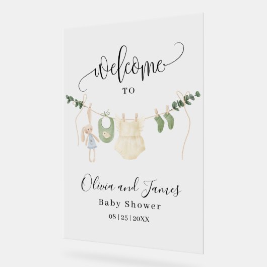 Babykleding Baby shower Uitnodiging, minimalistisc Acryl Bord (Hoek)