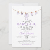 Babykleding Baby shower Uitnodiging - Paarse (Voorkant)