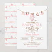 Babykleding Baby shower Uitnodiging - Roze (Voorkant / Achterkant)