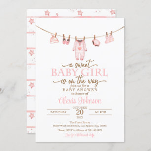 Babykleding Baby shower Uitnodiging - Roze
