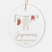 Babykleding Baby Stats Eerste Kerstmis Keramisch Ornament (Links)