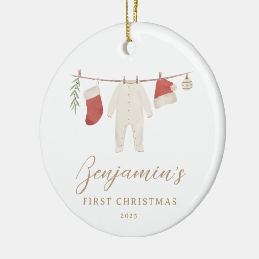Babykleding Baby Stats Eerste Kerstmis Keramisch Ornament (Links)