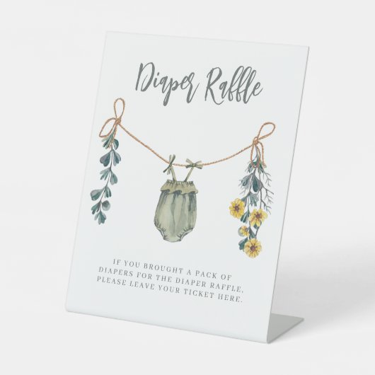 Babykleding & Bloemen Baby shower Luier Raffle Reclamebord Met Voetstuk (Voorkant)
