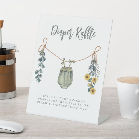 Babykleding & Bloemen Baby shower Luier Raffle Reclamebord Met Voetstuk (Insitu)
