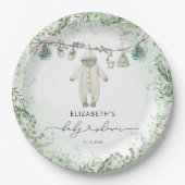 Babykleding Boho Eucalyptus Baby shower Papieren Bordje (Voorkant)