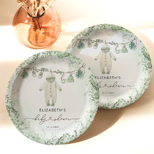 Babykleding Boho Eucalyptus Baby shower Papieren Bordje