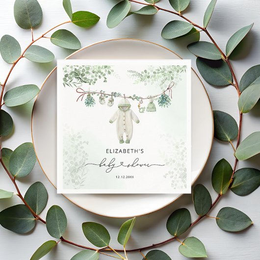 Babykleding Boho Eucalyptus Baby shower Servet