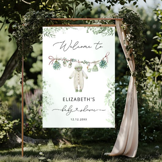 Babykleding Boho Eucalyptus Baby shower Welkom Poster