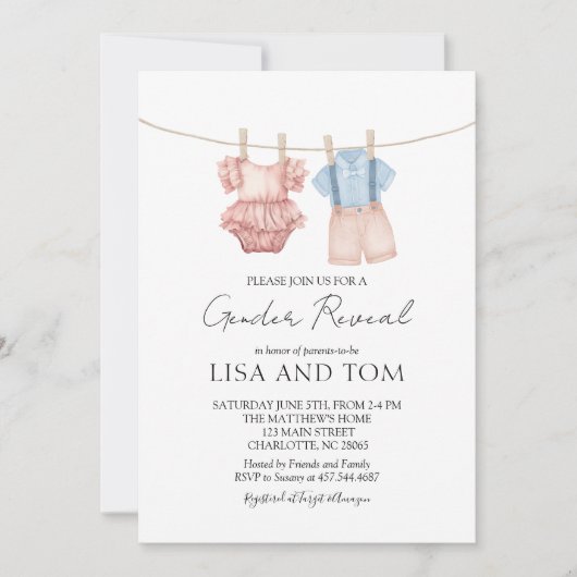  babykleding Boho Gender Reveal Kaart (Voorkant)