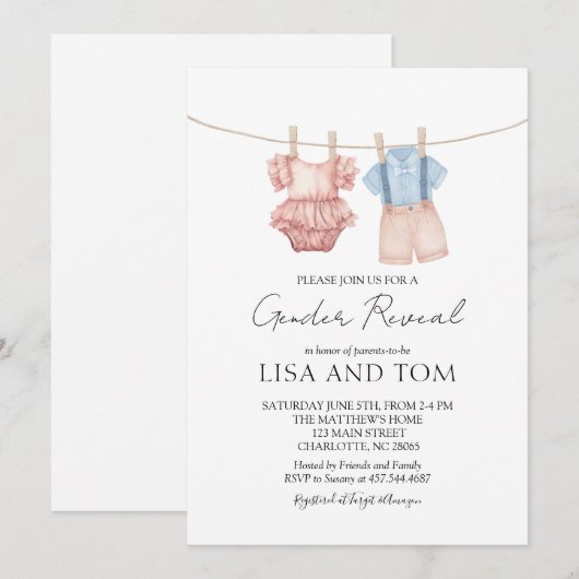  babykleding Boho Gender Reveal Kaart (Voorkant / Achterkant)