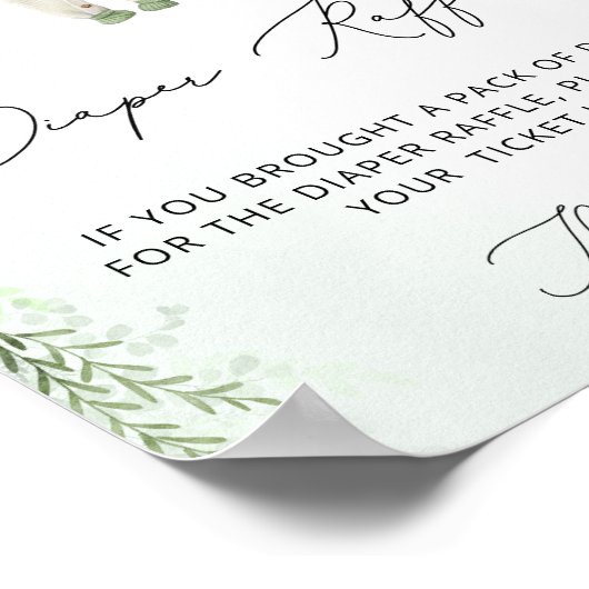 Babykleding Boho Green Baby shower Luier Raffle Poster (Hoek)