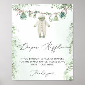 Babykleding Boho Green Baby shower Luier Raffle Poster (Voorkant)