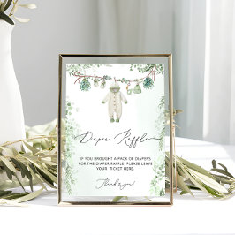 Babykleding Boho Green Baby shower Luier Raffle Poster
