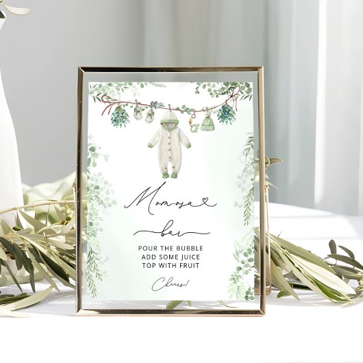 Babykleding Boho Greenery Baby shower Momosa Bar Poster